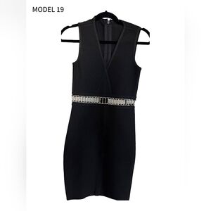 Elegant Black Mini Dress with Embellished Waist